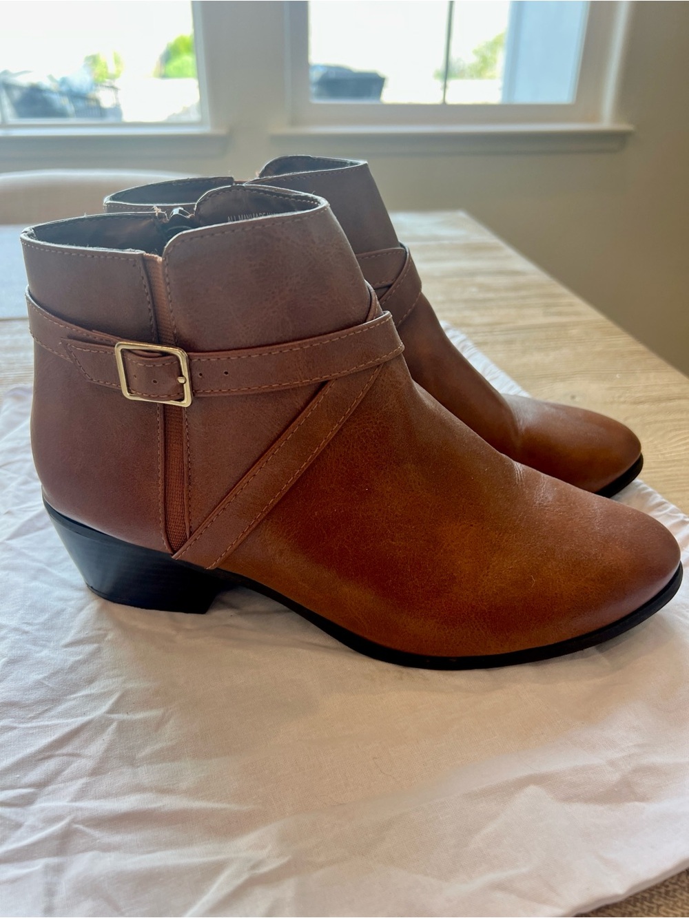 Karen Scott Women’s Brown Ankle Boots with Side Buckle